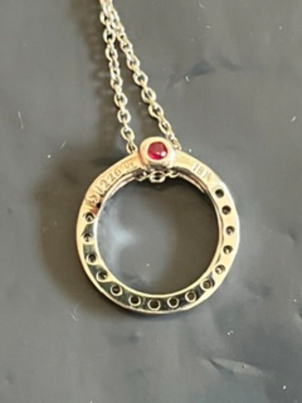 Roberto Coin Tiny Treasures Diamond Circle Necklace- White Gold - Picture 4 of 7